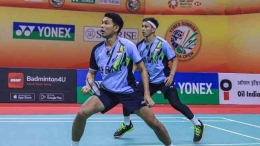 Fajar/ Rian gagal menembus babak semifinal Indonesia Masters 2023. (sumber: cnnindonesia.com)