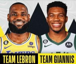 LeBron James dan Giannis Antetokounmpo. Foto: twitter.com/NBA