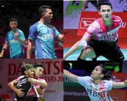 Indonesia berpeluang menang semua hari ini. Semoga dipermudahkan untuk menjadi pemenang (Foto Diolah dari Facebook.com/Badminton Indonesia) 