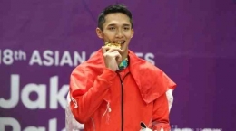 Jonatan Christie juara Asian Games 2018/ foto: Tribunnews.com