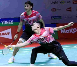 Leo/Daniel dipuji fans China mampu berikan perlawanan pada Juara Dunia dan beri skor 21-3 (Foto Facebook.com/Badminton Indonesia) 