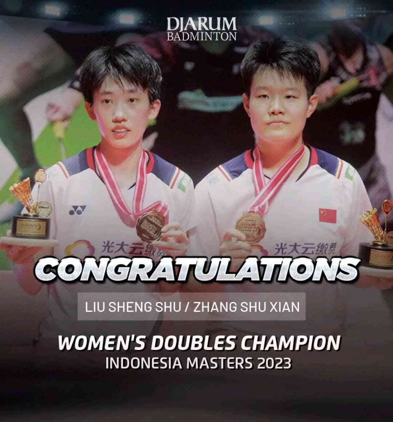 Liu/Zhang Juara (Foto Facebook.com/Djarum Badminton) 