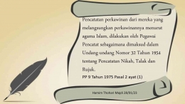 PP 9 Tahun 1975 Pasal 2 ayat (1) mengatur pencatatan Perkawinan pelaksanaannya menurut hukum Islam ( sumber gambar : Hamim Thohari Majdi )