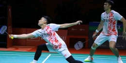Leo/Daniel berkomentar usai menang di semifinal Indonesia Masters 2023 (Bidik Layar Facebook.com/Badminton Indonesia) 