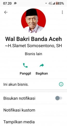 Tampilkan layar dari WhatsApp Palsu Atas Nama Pejabat Walikota Banda Aceh (Doc Istimewa - Rachmad Yuliadi Nasir)