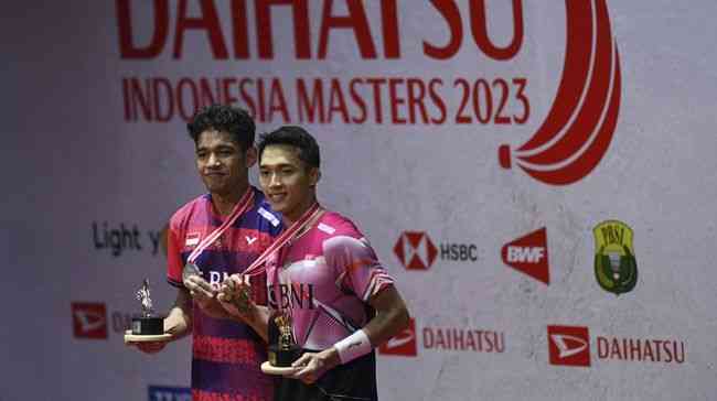 Jonatan Christie Juara Indonesia Masters 2023 (Foto Antara/M.Risyal Hidayat).