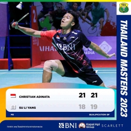 Hasil kualifikasi babak 1 Adinata (Foto Facebook.com/Badminton Indonesia) 
