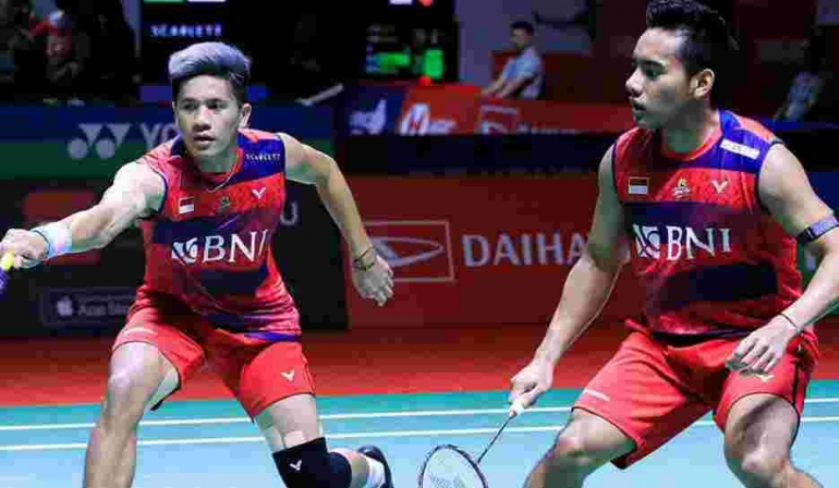 Pramudya dan Yeremia belum bermain gahar di babak mukodimah Thailand Masters (Foto Facebook.com/Badminton Indonesia) 