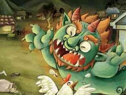 Monster Nian yang Suka Mengganggu Penduduk Desa (Sumber : Google Sites)