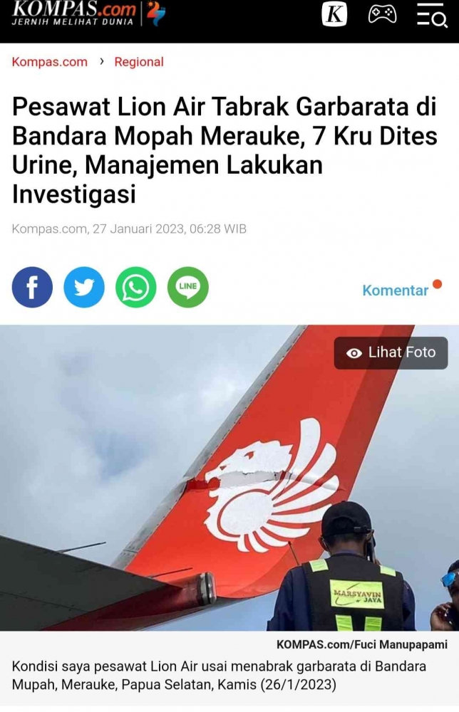 Kasus Tertabraknya Garbarata di Bandara Mupah | Sumber Kompas.com