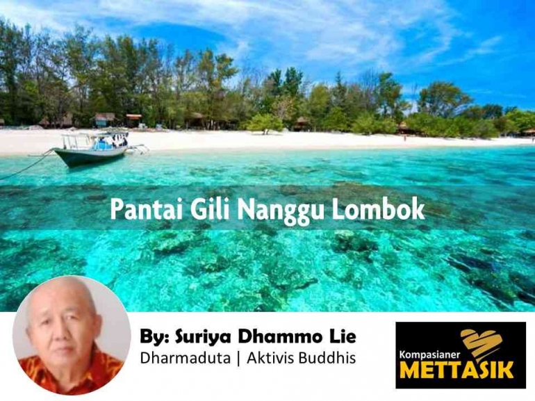 Pantai Gili Nanggu Lombok (gambar: tribuntravel.com, diolah pribadi)