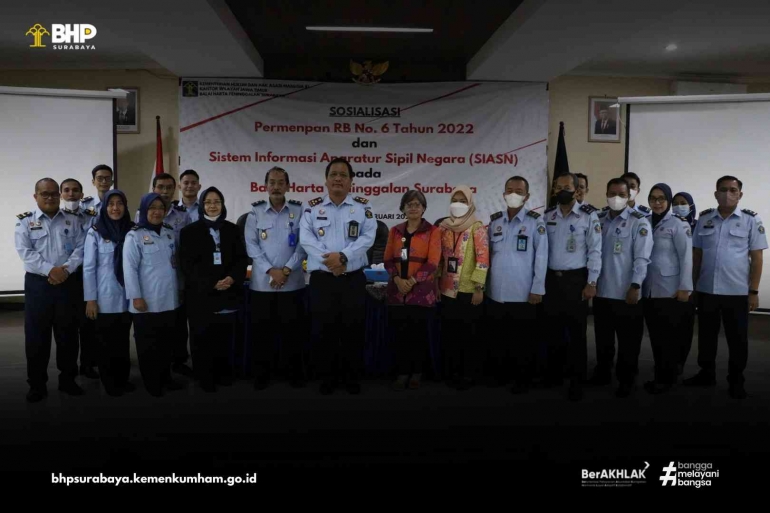 dok. Humas BHP Surabaya/Kepala BHP Surabaya beserta jajarannya dan Pegawai Kantor Regional II BKN Surabaya