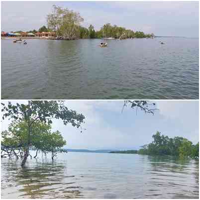 (atas) Pantai Pasir Putih, Kecamatan Tinanggea, dan (bawah) Pantai Pasir Putih, Kecamatan Kolono Timur (Dokumentasi Pribadi)