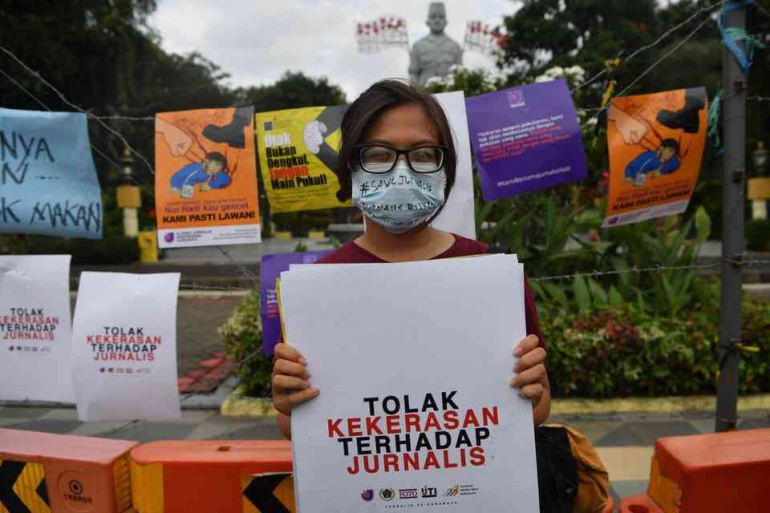 Unjuk rasa jurnalis menolak kekerasan terhadap wartawan. Dokumentasi katadata.co.id