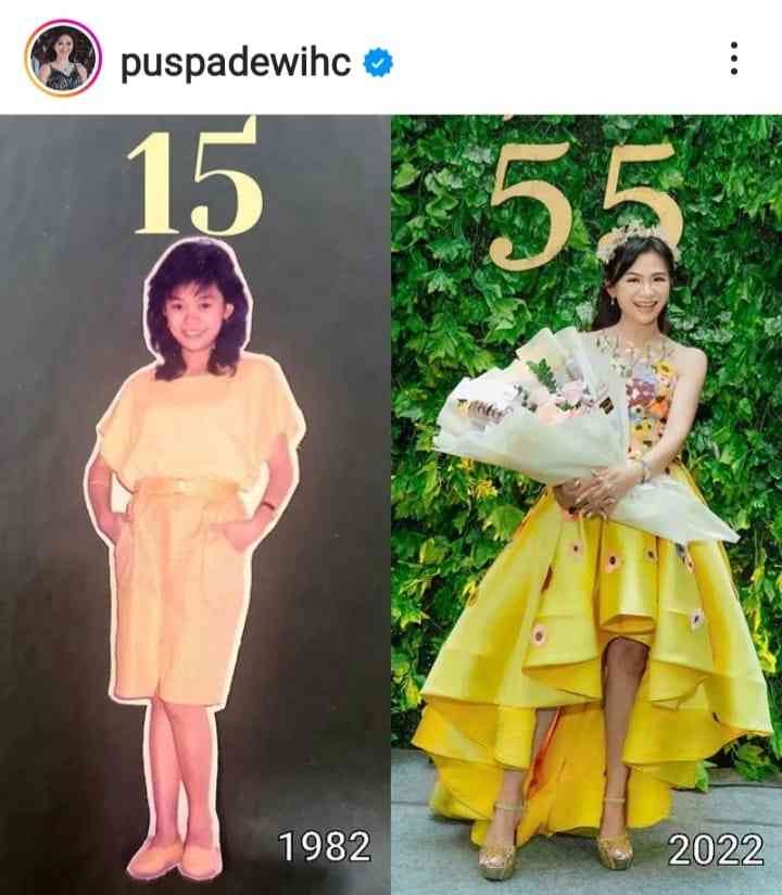 Bu Puspa Dewi saat muda dan sekarang (Sumber: instagram @puspadewihc)