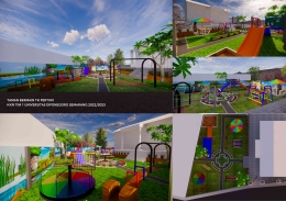   Hasil redesain 3D modeling taman bermain TK Pertiwi Majakerta (Dokpri)