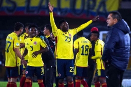 Kolombia U20 merayakan kelolosan ke piala Dunia U20 2023 Indonesia sebagai wakil ketiga Amerika Selatan (foto: goal Indonesia) 