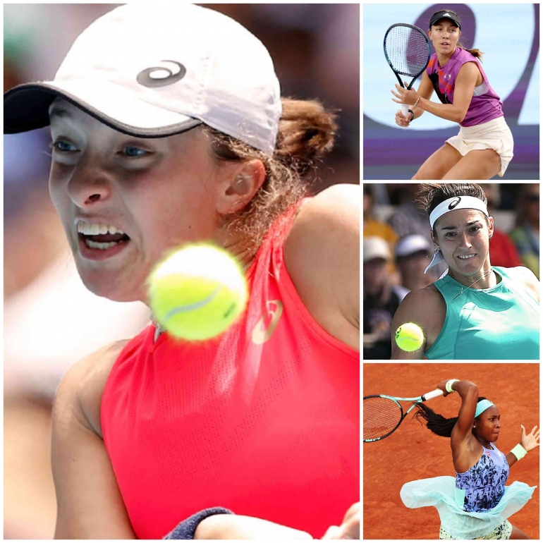 Empat unggulan utama Qatar Total Open 2023, Iga Swiatek(1), Jessica Pegula(2), Caroline Garcia(3) dan Coco Gauff(4). Sumber foto : tennis.com