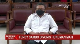 Ferdy Sambo sesaat memejamkan mata seusai dengar putusan vonis dari hakim/ tangkapan layar dari Kompas TV 
