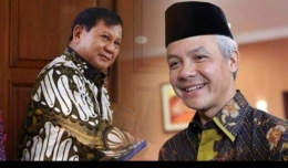Kolase Ganjar Pranowo dan Prabowo Subianto yang punya hasil survei imbang capres 2024 dari hasil survei Litbang Kompas. (Sumber: Tribun Manado via kompas.tv)