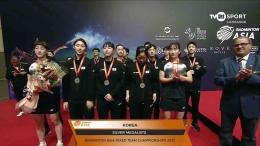 Korea Selatan puas berada di posisi kedua sebagai runner up (sumber foto : akun twitter @badmintalk) 