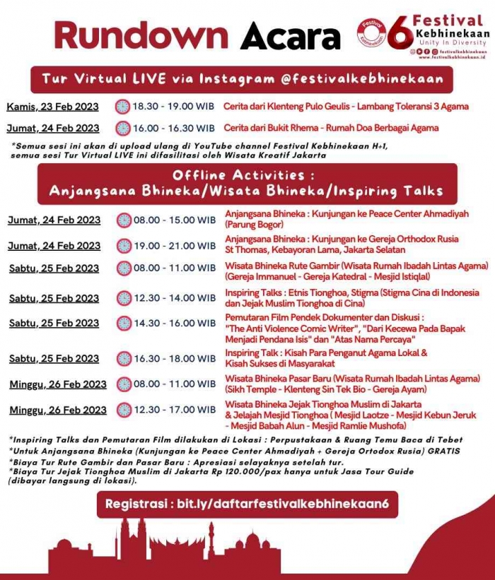 Berikut rundown acaranya (sumber gambar: Festival Kebhinekaan 6/WKJ)