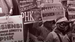 ilutrasi demonstrasi korban PHK (foto : CNBC Indonesia)