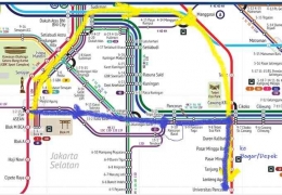 Rute memutar yang biasa saya lalui (warna kuning) ke arah Bogor. Sedangkan warna biru rute alternatif jika naik transjakarta (transjakarta.co.id)