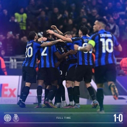 Perayaan gol Inter ke gawang Porto. Sumber Foto: twitter @inter