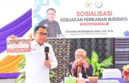 Yohanis Fransiskus Lema, S.IP., M.Si laksanakan sosialisasi kebijakan perikanan budidaya ikan lele (Clarias sp) di Kota Kupang  (dok. Ansy Lema)