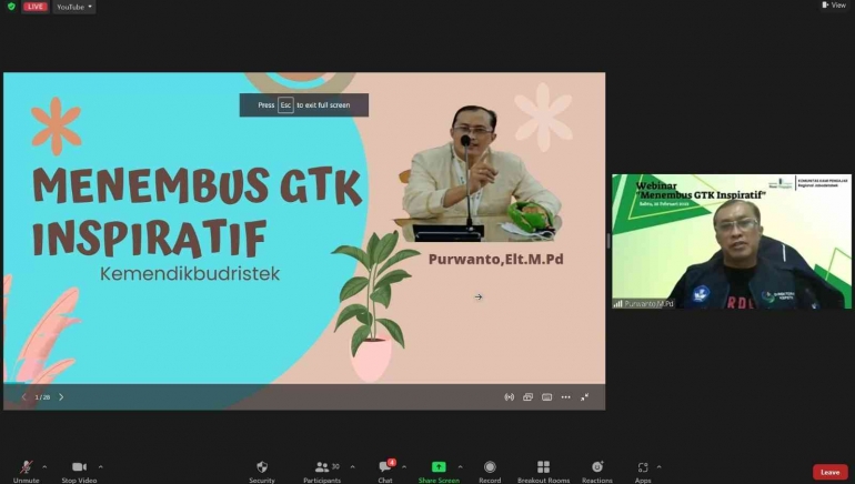 Ilustrasi gambar. Kegiatan webinar berbagi inspirasi (Dok.Pri)