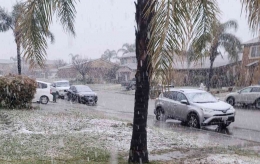Badai salju sehari sebelumnya di kota Fontana, California. Dokumentasi pribadi