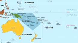 Peta negara-negara Melanesia (bagian tengah). Sumber: Oceania_ISO_3166-1 / wikimedia.org