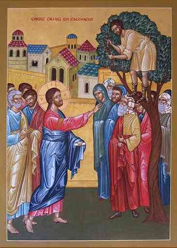 Ilustrasi: Yesus memanggil Zakheus turun dari pohon ara. Sumber: The Sycamore Tree Catholic Retreat Center