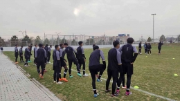 Sesi latihan terakhir timnas Indonesia U-20 sebelum laga melawan Suriah sore ini ( Dokumen pribadi penulis )