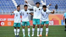 Selebrasi pemain-pemain Indonesia U20 atas kemenangan mereka (Foto PSSI).
