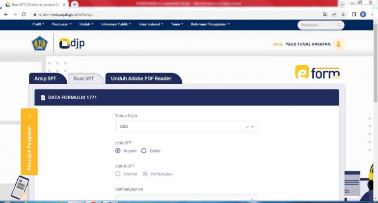 Cara Lapor SPT Tahunan Wajib Pajak Badan via e-Form - Unduh e-Form. (tangkapan layar - dokpri)