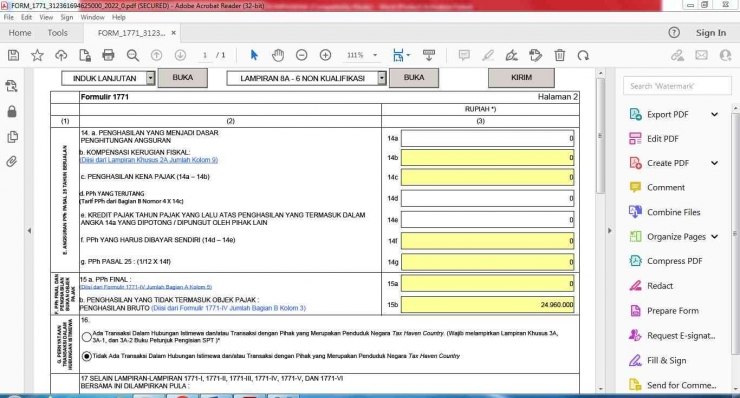 Cara Lapor SPT Tahunan Wajib Pajak Badan via e-Form - Induk Lanjutan 8A. (tangkapan layar - dokpri)