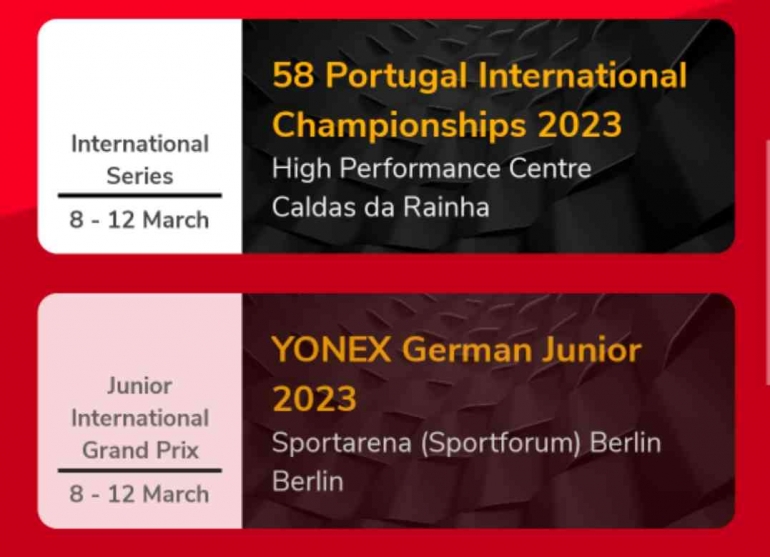 Portugal IS dan German Junior digelar di hari yang sama (Bidik Layar Aplikasi Badminton4U) 