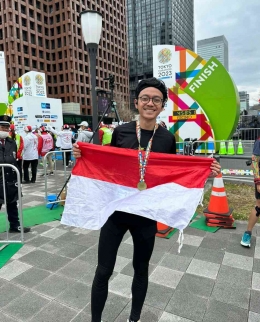 Potret Bima Andhika yang menjadi perwakilan komunitas TNG Runners di Tokyo Marathon 2023. Sumber: Bina Andhika/TNG Runners