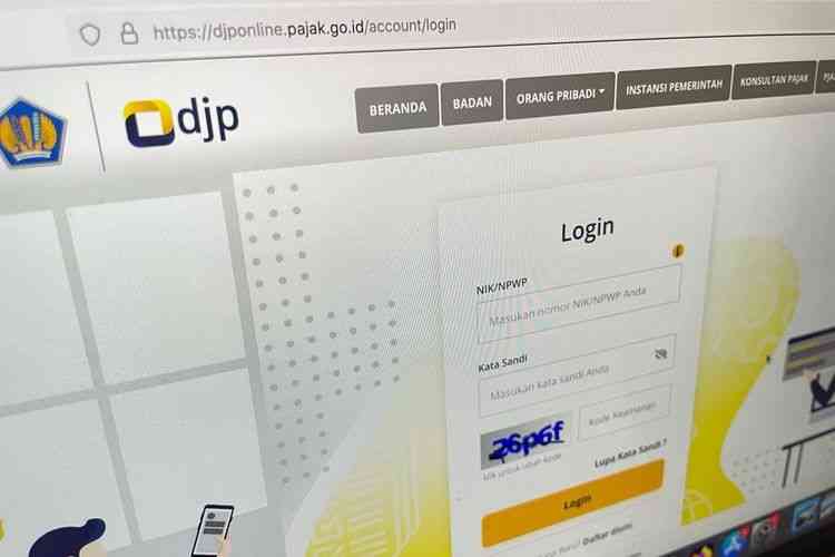 Tampilan website djponline.pajak.go.id untuk lapor SPT Tahunan. (KOMPAS.com/Zulfikar Hardiansyah) 