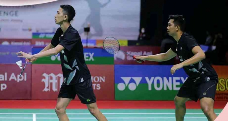 Alfian/Ade meraih tiket semifinal Thailand IC 2023 (Foto Facebook.com/Badminton Indonesia) 