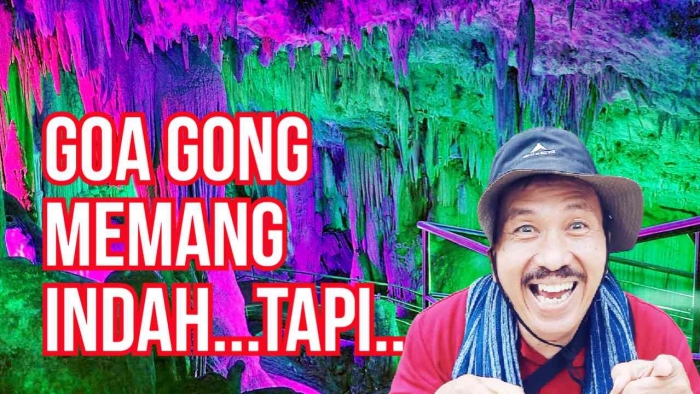 Goa Gong Semakin Indah dengan Sorot Lampu Warna warni (dokpri)