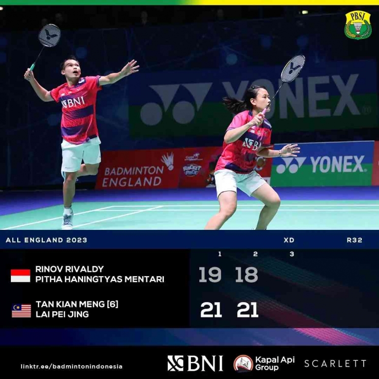 Unggul jauh Rinov/Pitha kandas diperbuat wakil Malaysia (Foto Facebook.com/Badminton Indonesia)