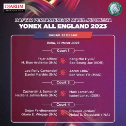 Jadwal All England Hari Ini (Foto Facebook.com/PB Djarum) 