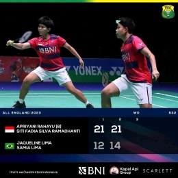 Apriyani/Siti menang cukup telak lawan Duo Lima dari Brazilia (Foto Facebook.com/Badminton Indonesia) 