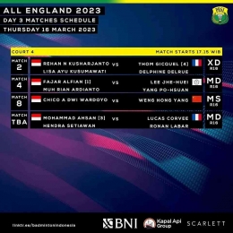 Jadwal Main Indonesia Part 2 (Foto Facebook.com/Badminton Indonesia) 