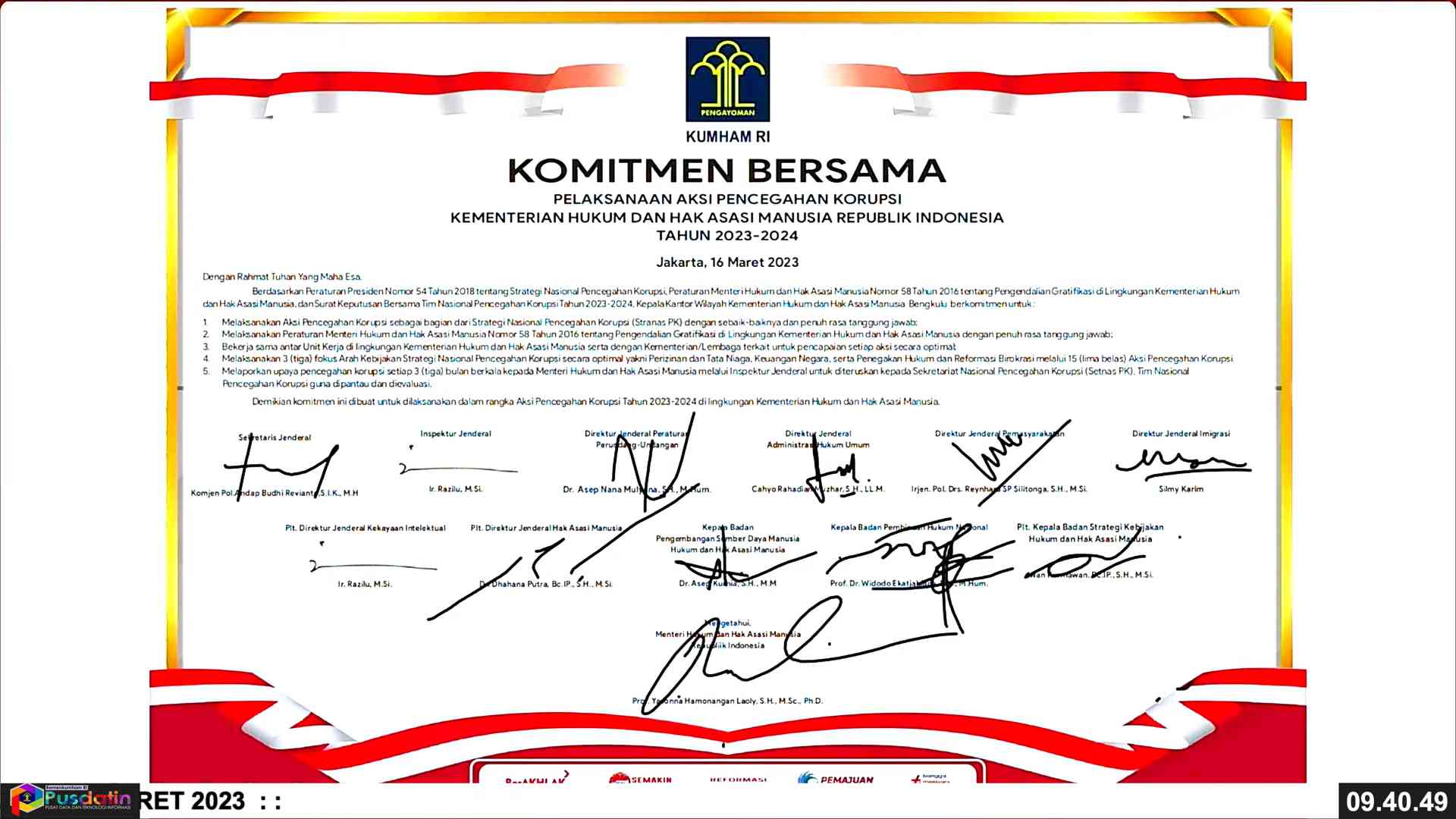 Penandatanganan Komitmen Pelaksanaan Aksi Pencegahan Korupsi Dan ...