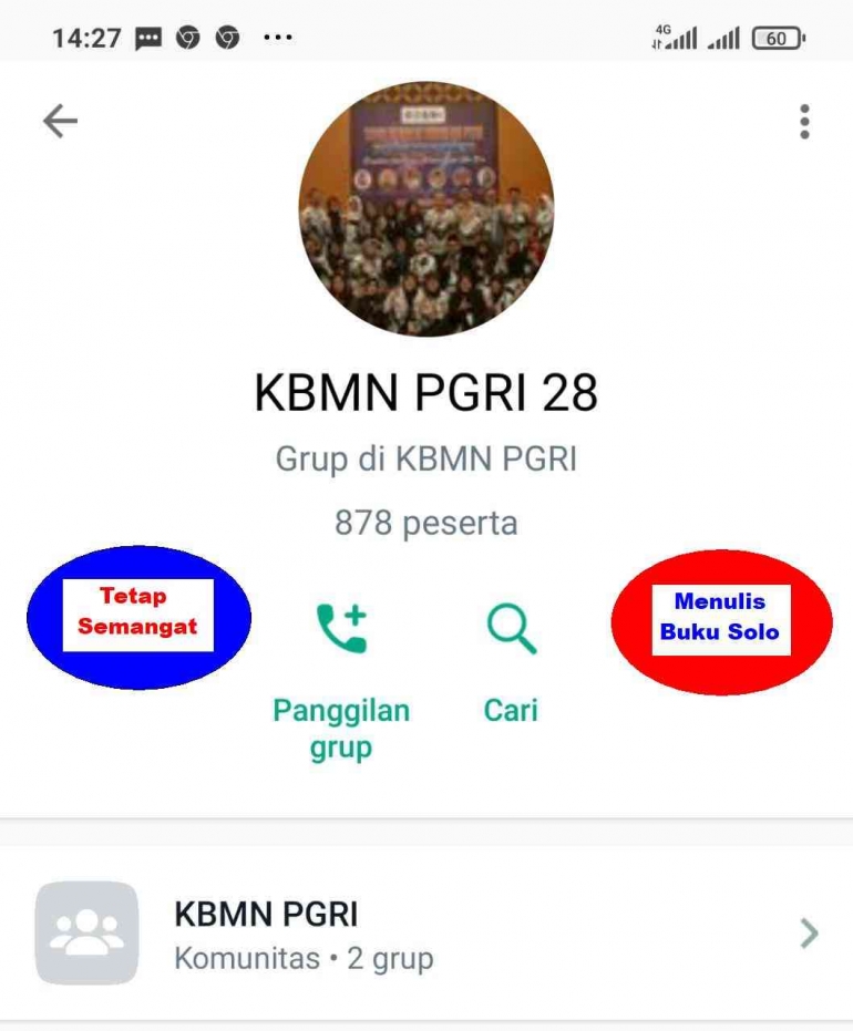 Tangkapan layar dari grup WA KBMN PGRI 28