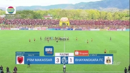 Skor akhir laga PSM vs Bhayangkara. Sumber foto: live streaming Indosiar.